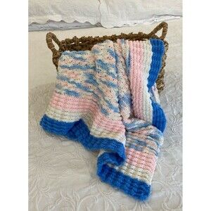 Vintage Infant Baby Afghan Blanket Handmade Swaddle Wrap Keepsake Heirloom Gift